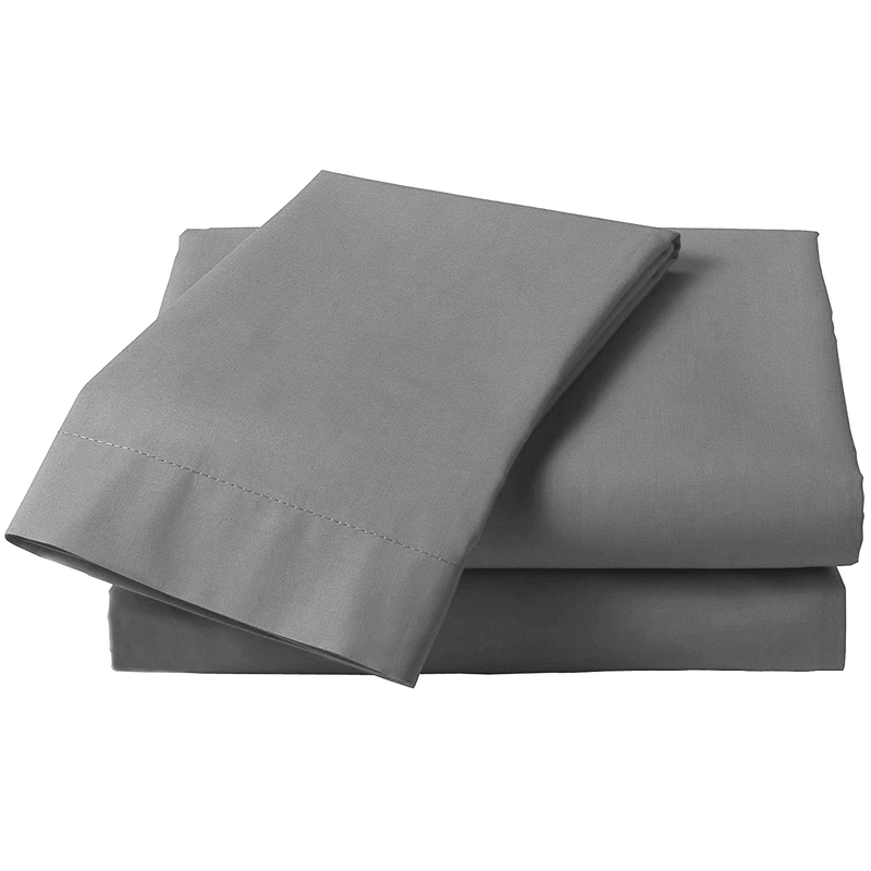 Percale Double Fitted Sheet Silver Grey