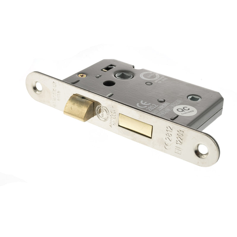 Atlantic Radius Corner Bathroom Lock [CE] 2.5" - Polished Nickel