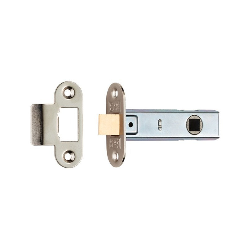 Tubular Latch 3 - Rounded Strike & Forend - Nickel Plated