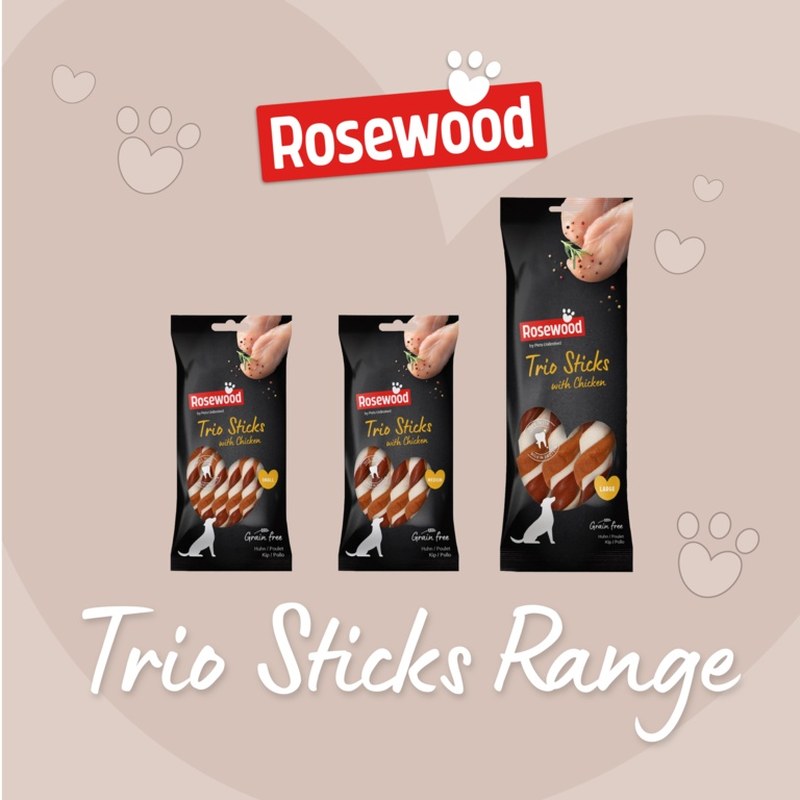ROSEWOOD Trio Sticks With Chicken Pack 10 Medium
