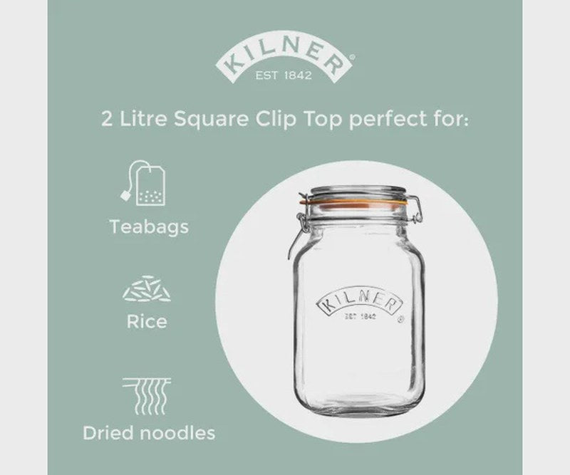 Kilner Square Clip Top Jar 2L