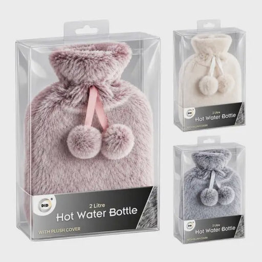 2Litre Hot Water Bottle & Deluxe Plush Cover