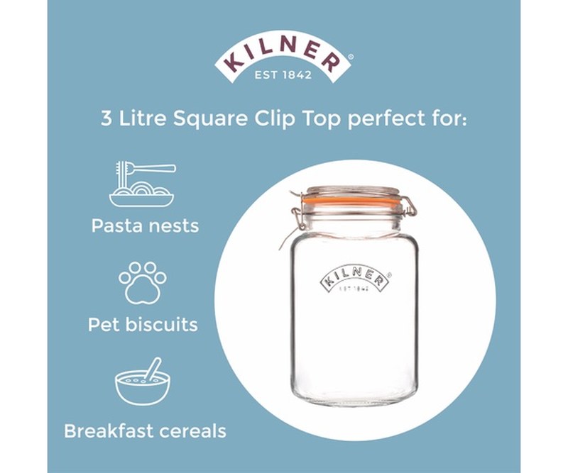 Clip Top Square Jar 3 Litre