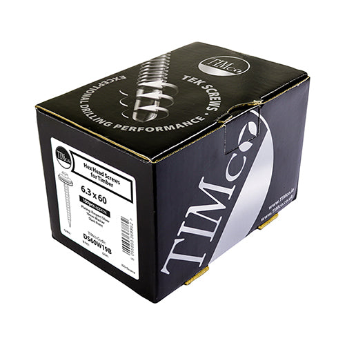 TIMCO Slash Point Sheet Metal to Timber Screws Exterior Silver with EPDM Washer — Box