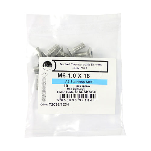 TIMCO Countersunk Socket Screws DIN7991 A2 Stainless Steel
