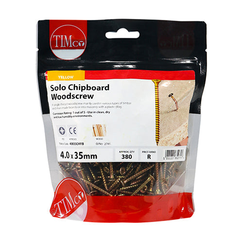 TIMCO Solo Countersunk Gold Woodscrews — Bag