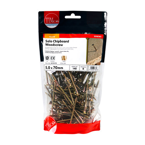 TIMCO Solo Countersunk Gold Woodscrews — Bag