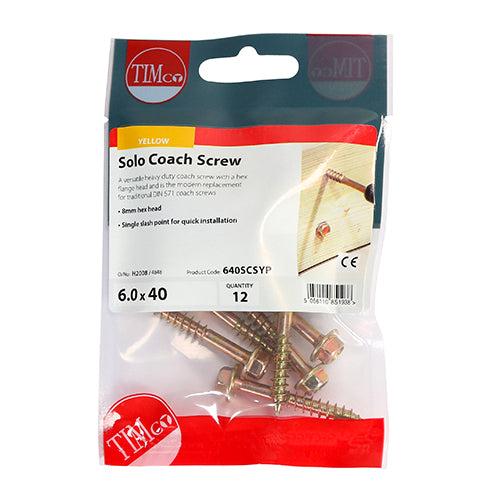 TIMCO Solo Advanced Hex Head Gold Coach Woodscrews — Trade Pack
