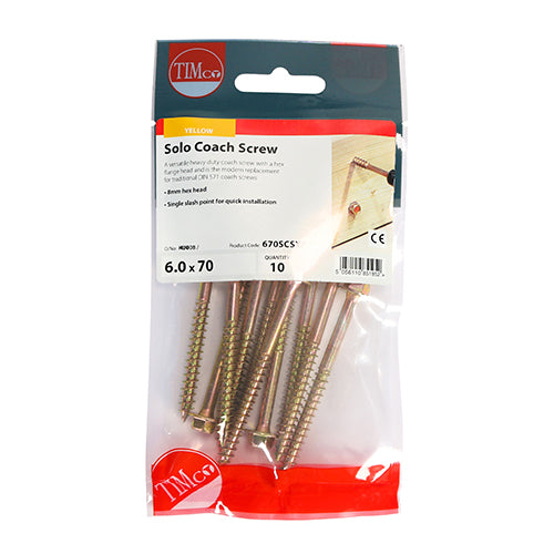 TIMCO Solo Advanced Hex Head Gold Coach Woodscrews — Trade Pack