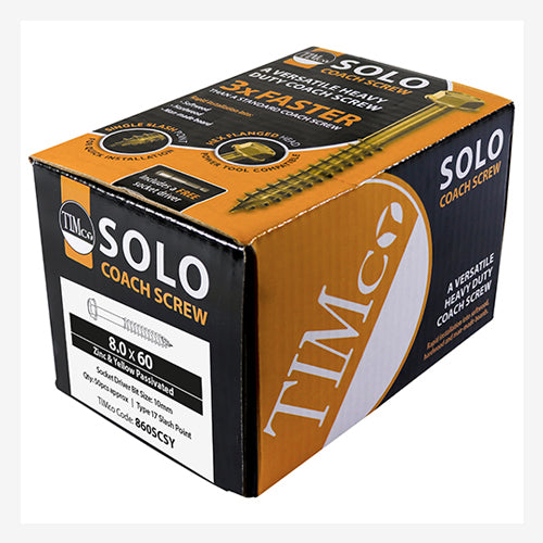 TIMCO Solo Advanced Hex Head Gold Coach Woodscrews — Box