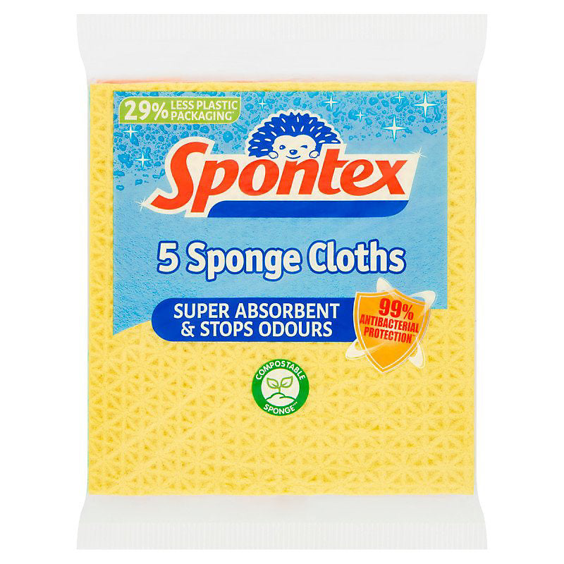 Spontex Sponge Cloth 5 Pack, Cleaning Essential