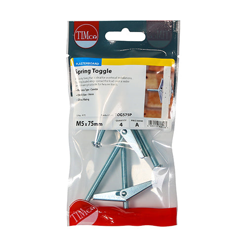 TIMCO Spring Toggle Cavity Anchors Silver — Trade Pack
