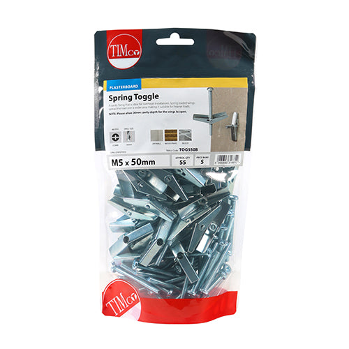 TIMCO Spring Toggle Cavity Anchors Silver — Bag
