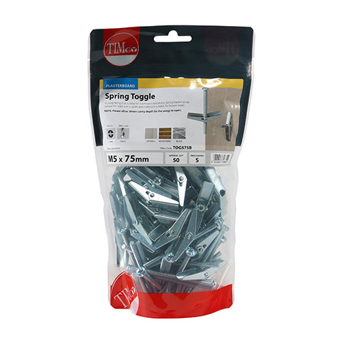 TIMCO Spring Toggle Cavity Anchors Silver — Bag