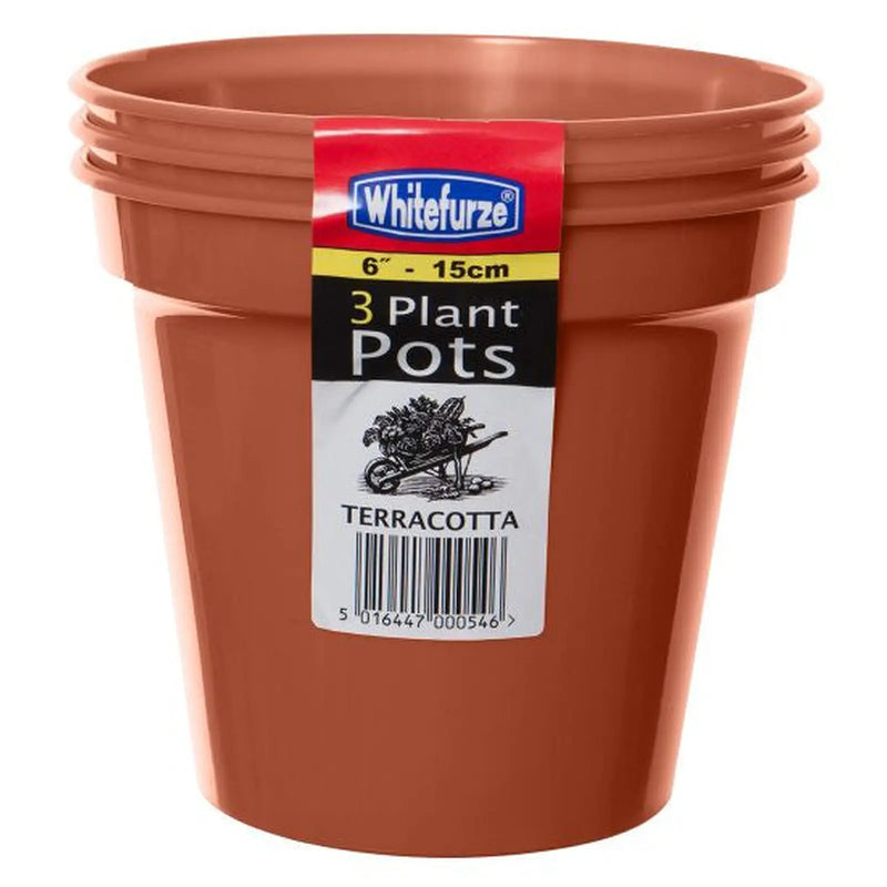 Whitefurze 6Inch Plant Pot 3pk