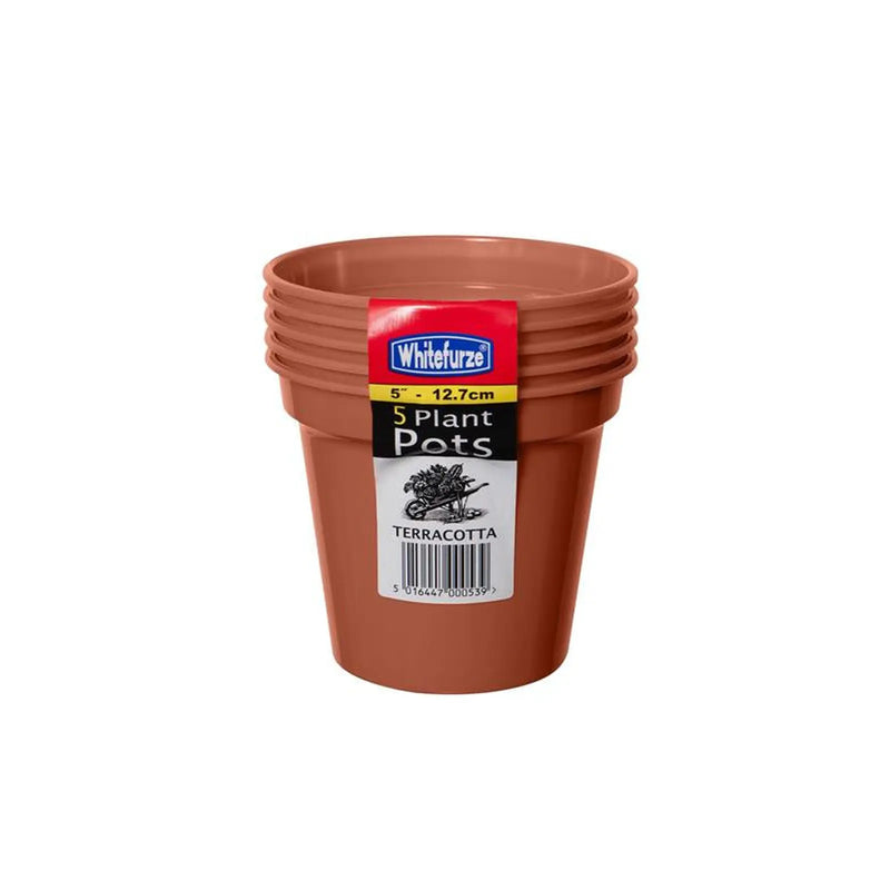 Whitefurze 5pk Plant Pots 5Inch