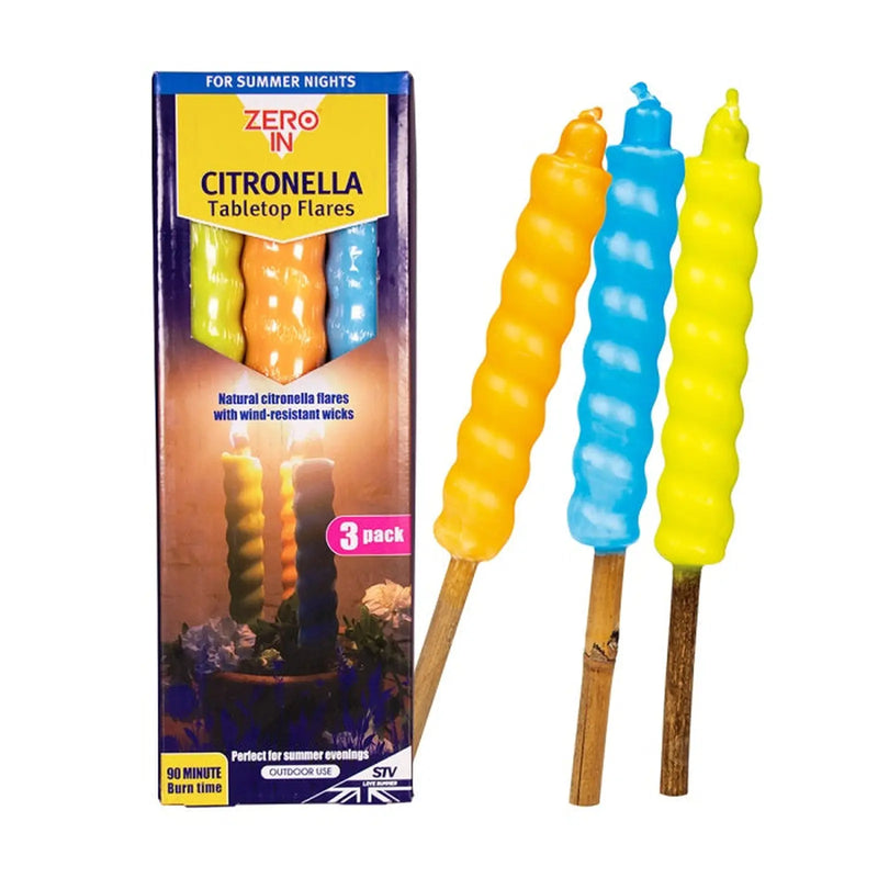 ZERO IN Citronella Tabletop Flares 3Pk