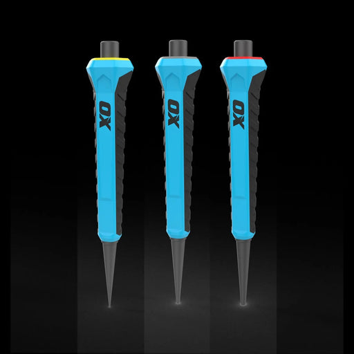 OX Tools OX Pro Nail Punch w/ Grip 3-Pack - 0.8mm, 1.6mm, 2.4mm