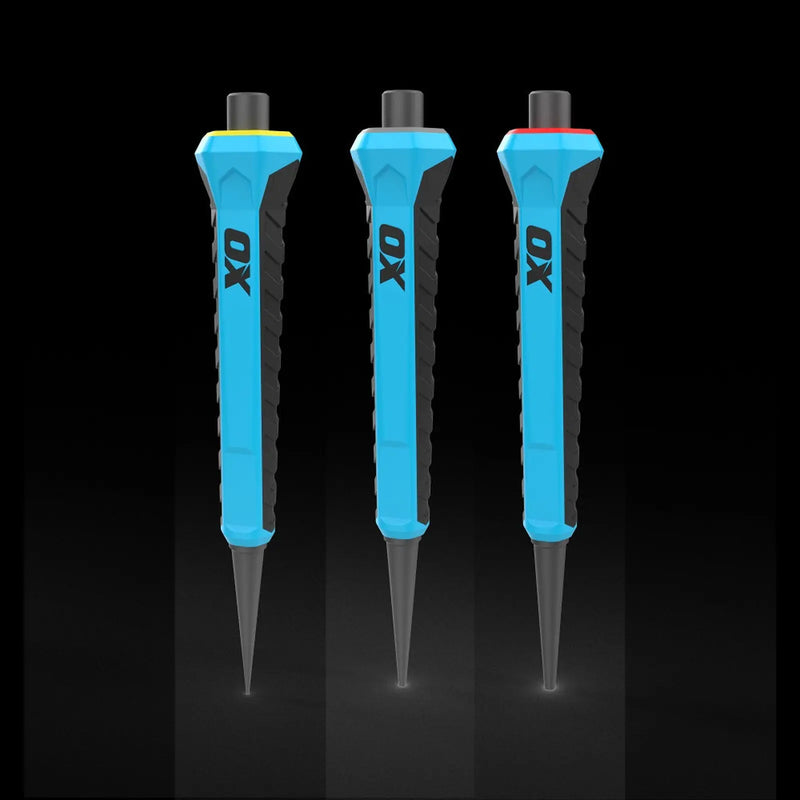 OX Tools OX Pro Nail Punch w/ Grip 3-Pack - 0.8mm, 1.6mm, 2.4mm