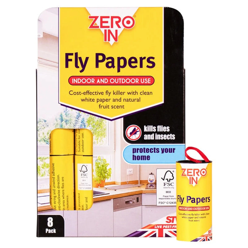 ZERO IN Fly Papers 8Pk