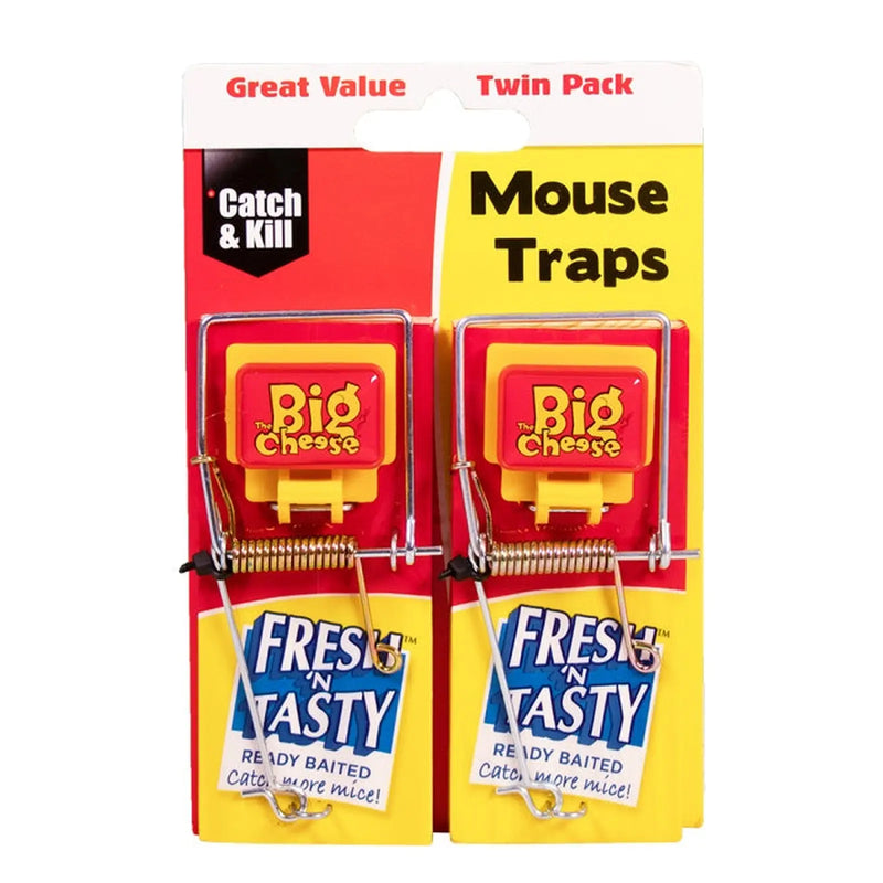 BIG CHEESE Fresh Baited Mouse Trap Twin Pack