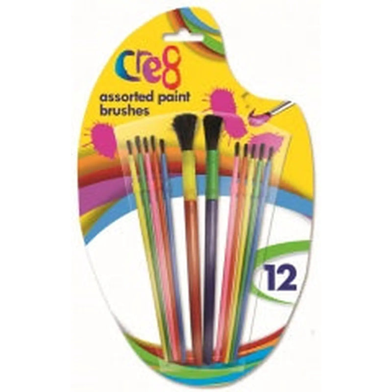 Cre8 Assorted Paint Brushes, 12pk