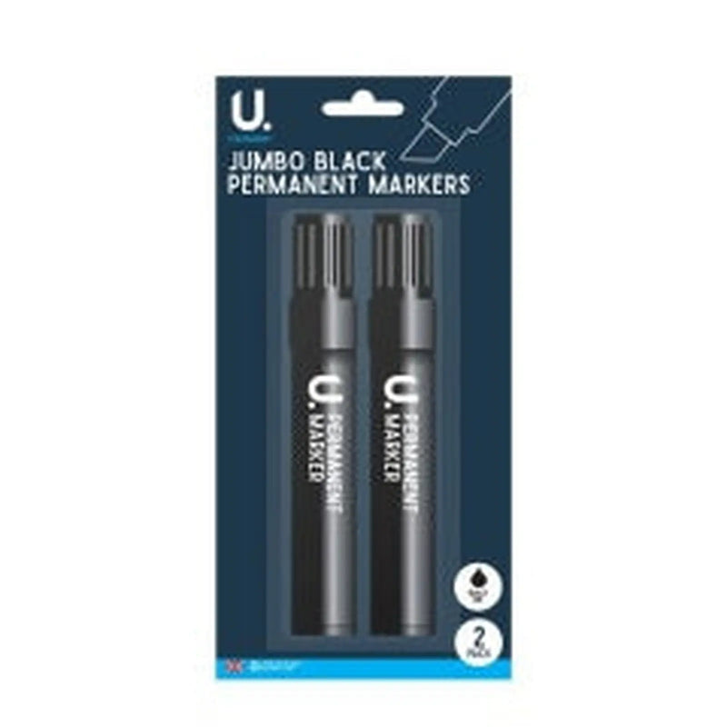 U.Mailing Jumbo Black Permanent Markers 2pk