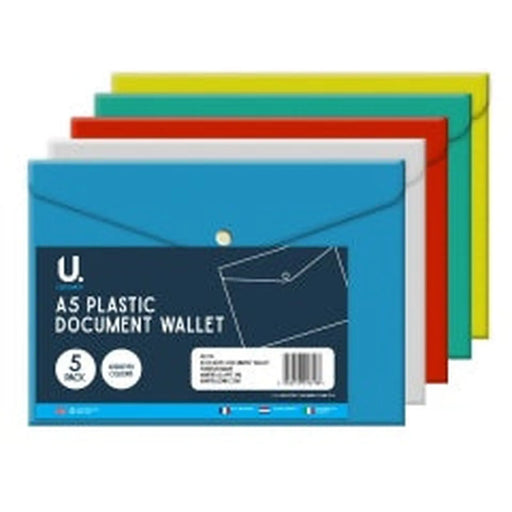 U.Mailing A5 Plastic Document Wallet 5pk