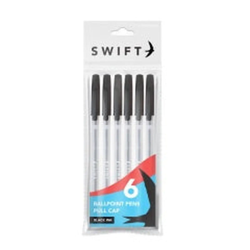 Swift Pull Cap Ballpoint Pens 10pk Black