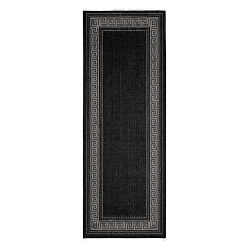 Melrose Flatweave Gel Greek Key Mat Black 50x80cm