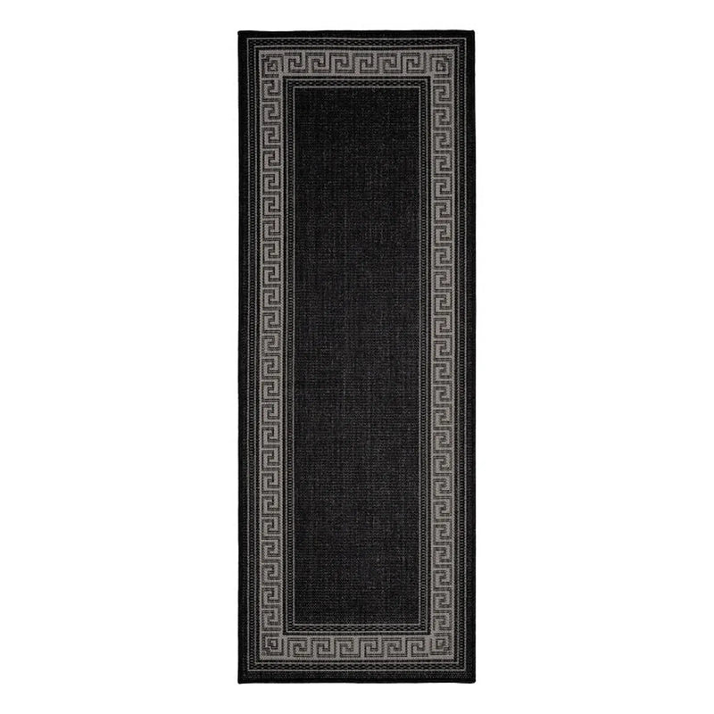 Melrose Flatweave Gel Greek Key Mat Black 50x80cm