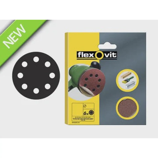 Flexovit Hook & Loop Sanding Disc 150mm Assorted (Pack 6)