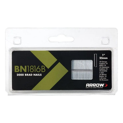 Arrow BN1816B Brad Nails 25mm Brown Head Pack of 2000