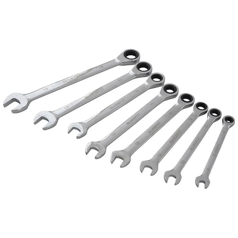 BlueSpot Tools Ratchet Spanner Set 8 Piece Heavy Duty
