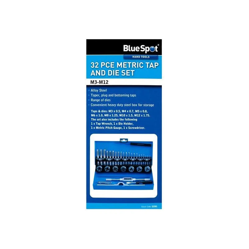 BlueSpot Tools 32 Piece Metric Tap and Die Set