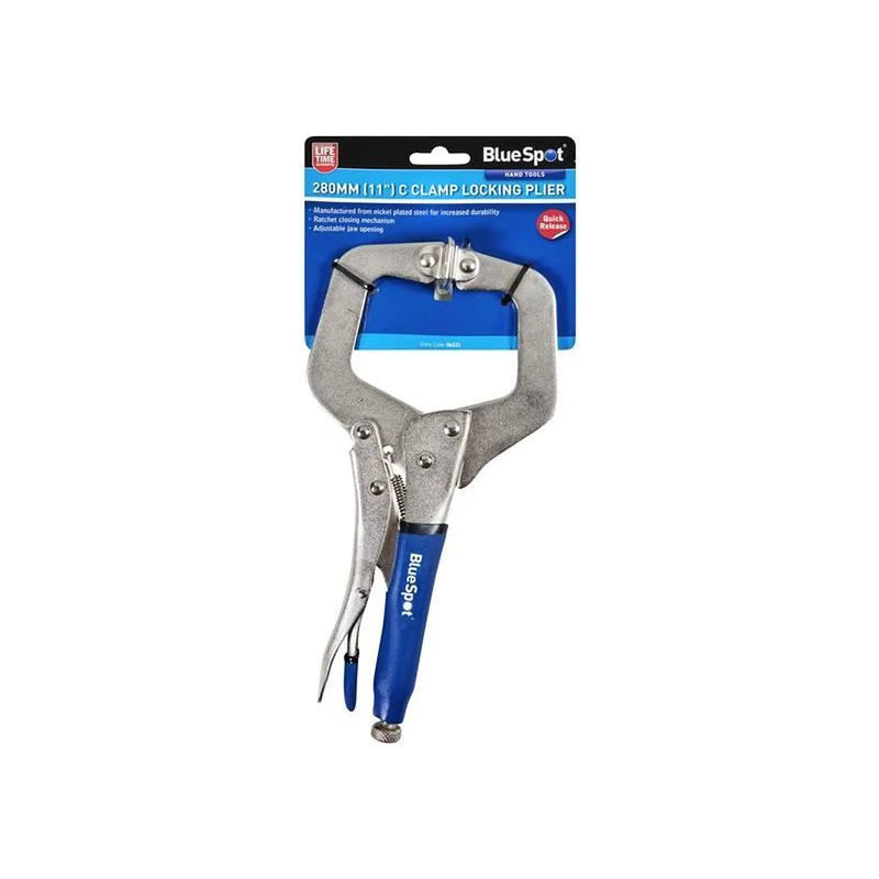 BlueSpot Tools Locking C-Clamp with Swivel Pads 11in