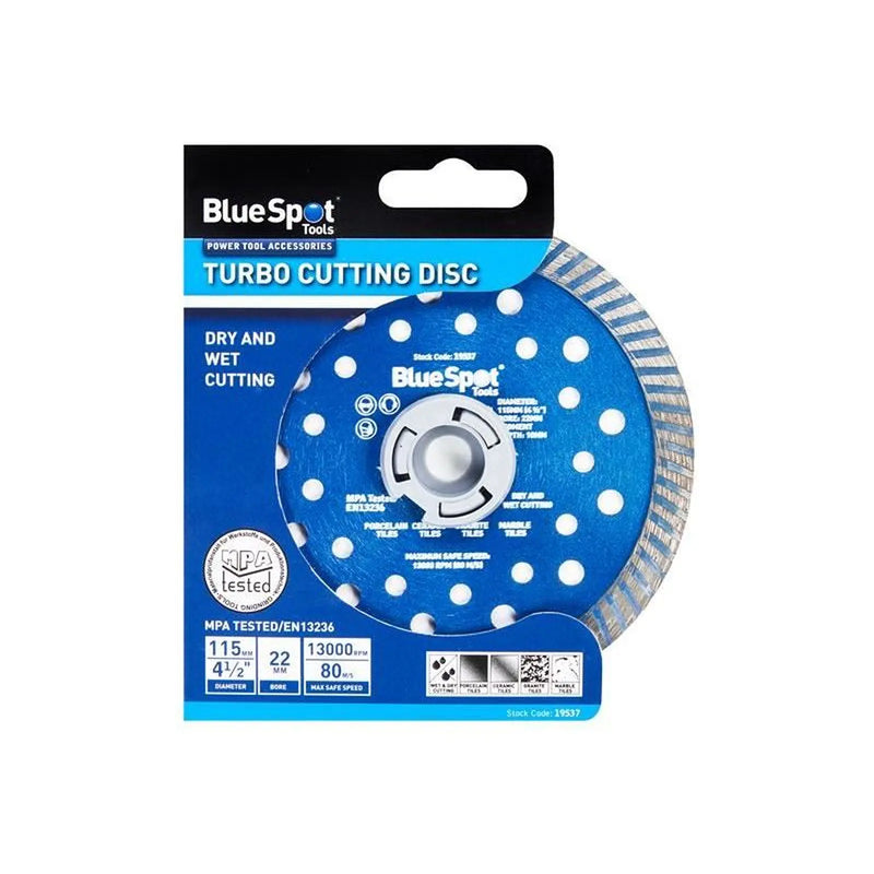 BlueSpot Tools Turbo Cutting Disc 115mm Heavy Duty