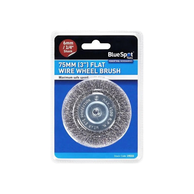 BlueSpot Tools Flat Steel Wire Wheel Brush 75mm