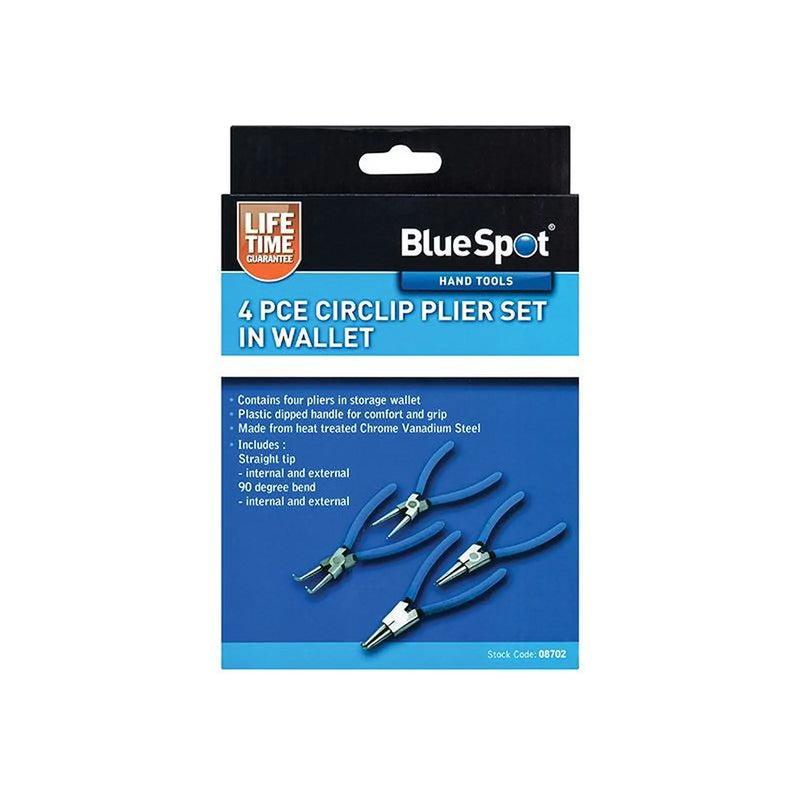 BlueSpot Tools Circlip Pliers Set - Heavy Duty 4 Piece
