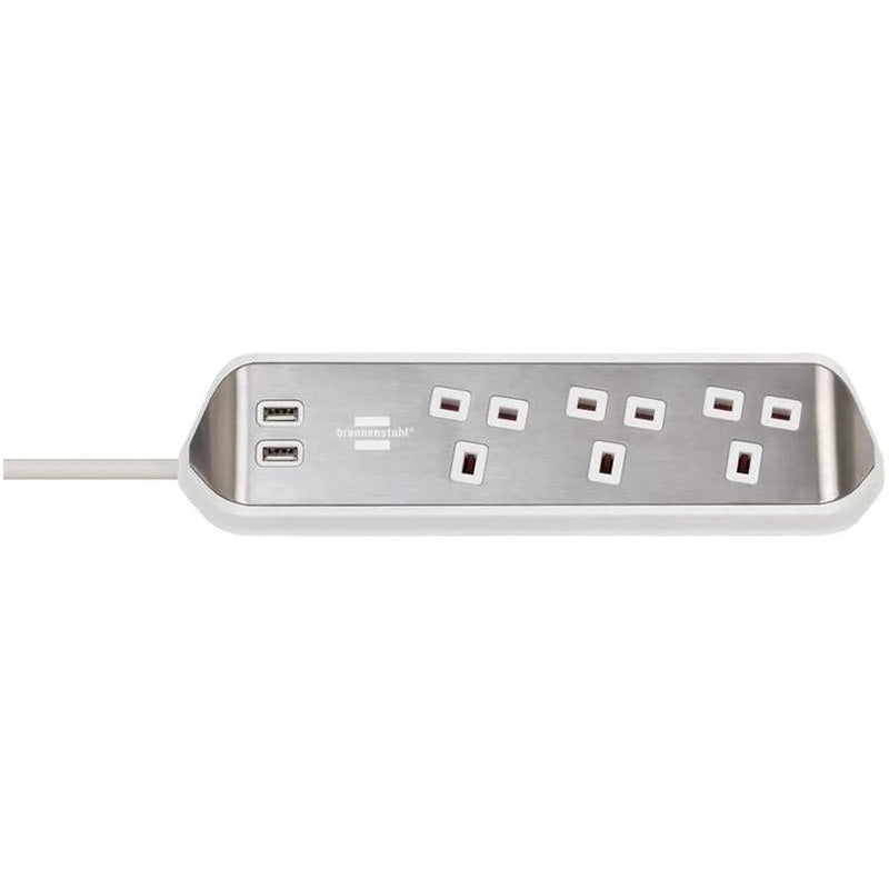 Brennenstuhl estilo Corner Extension Lead 240V 3-Gang 13A White 2m