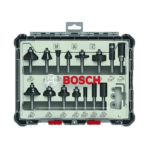 Bosch Powertool Accessories Bosch Router Bit Set 15 Piece Heavy Duty