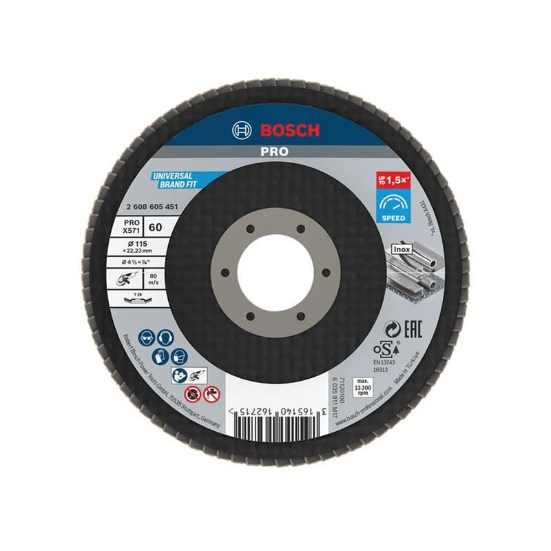 Bosch Powertool Accessories Bosch PRO X571 Flap Disc 115mm Heavy Duty