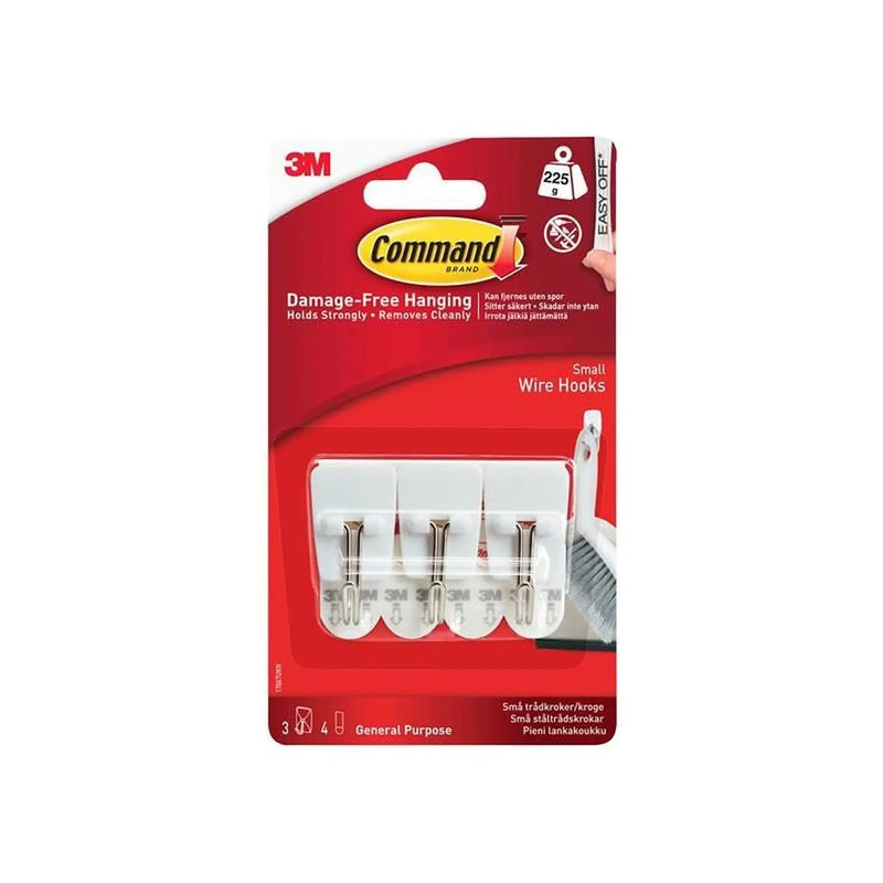 Command™ White Wire Hooks Pack of 3 Heavy Duty