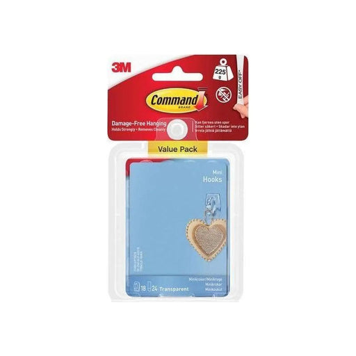 Command™ Clear Mini Hooks Pack 18 - Heavy Duty Fixings