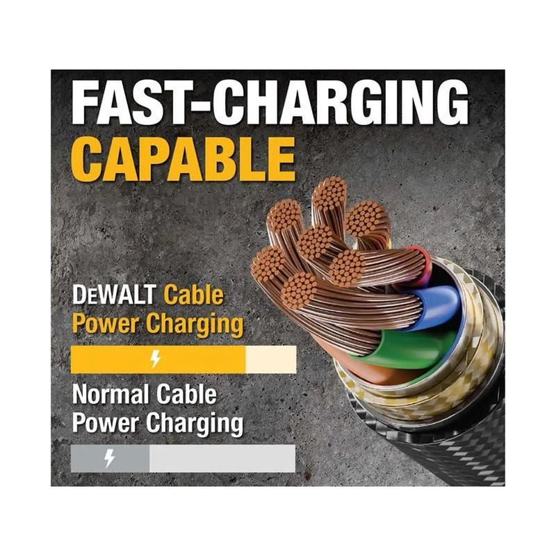 Dewalt Telecoms USB A to USB C Reinforced Charging Cable 3m (10ft)
