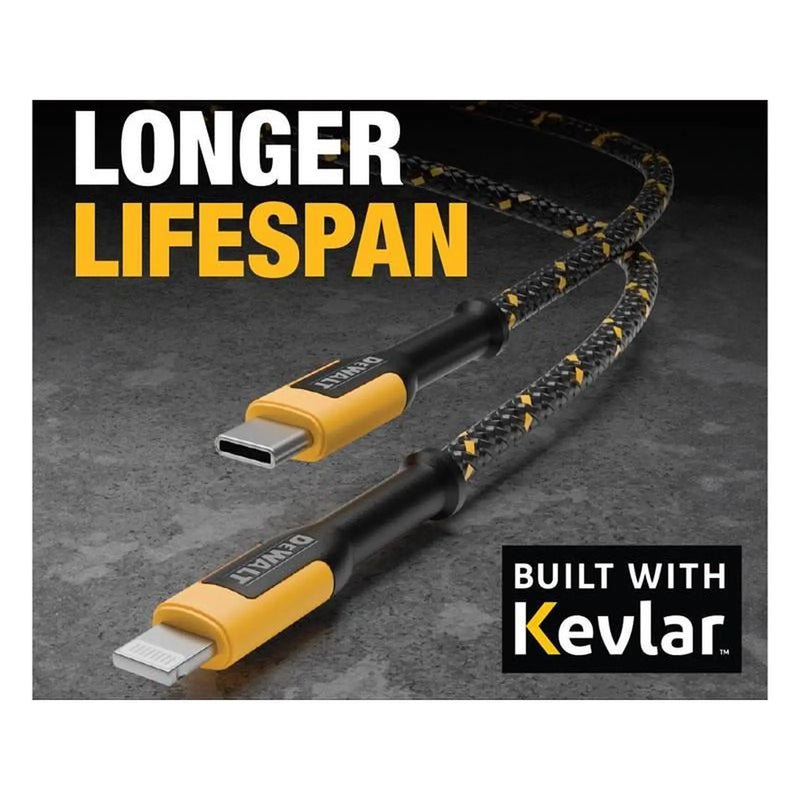 Dewalt Telecoms USB C to Lightning® Reinforced Charging Cable 1.2m (4ft)
