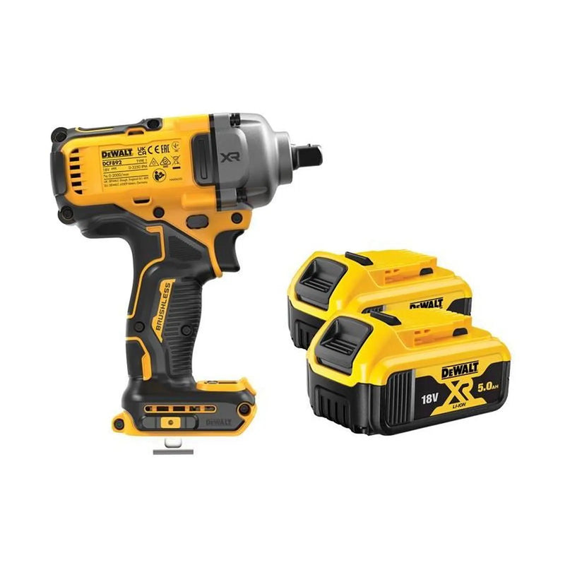 Dewalt Power Tools DCF892P2T XR BL High Torque 1/2in Impact Wrench 18V 2 x 5.0Ah Li-ion