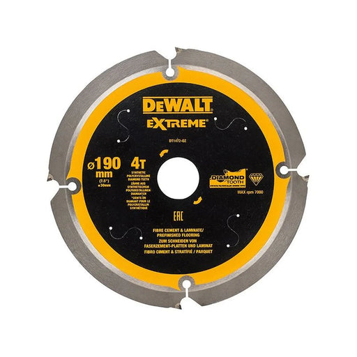 Dewalt Power Tools Extreme PCD Fibre Cement Saw Blade 190 x 30mm x 4T