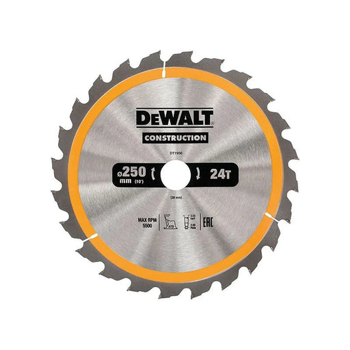 Dewalt Power Tools Stationary Construction Circular Saw Blade 250 x 30mm x 24T