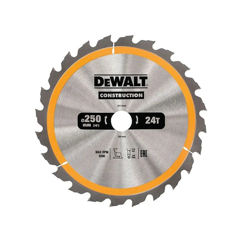 Dewalt Power Tools Stationary Construction Circular Saw Blade 250 x 30mm x 24T